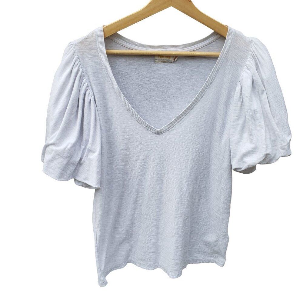 Nation LTD heather balloon sleeve white tee - size M